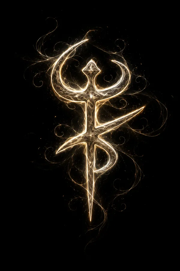 The Breath symbol as glowing gold energy on black