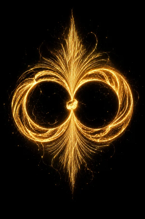 The Harmony symbol as glowing gold energy on black