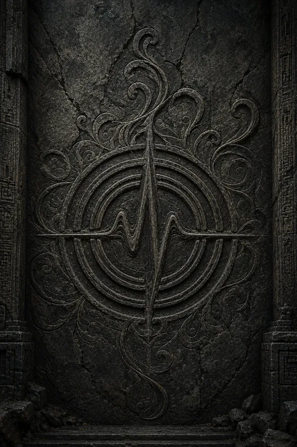 The Pulse symbol carved into dark stone